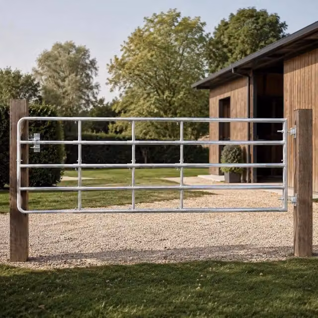 5-pipe Pasture Gate Steel (150-400)x90 Cm Silver