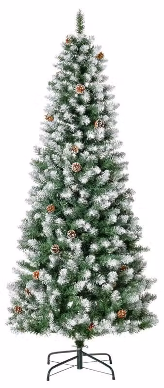 Albero di Natale artificiale con rami effetto neve | Colore: verde/bianco | Dimensioni: 75x75x180 cm