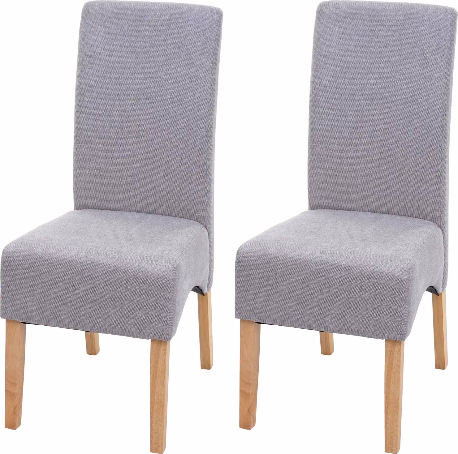 Set di 2 sedie da pranzo imbottite | A x L x P 100 x 44 x 56 cm | Altezza seduta 48 cm | Tessuto/materiale tessile MVG | Grigio chiaro | Gambe chiare | Sedia da cucina