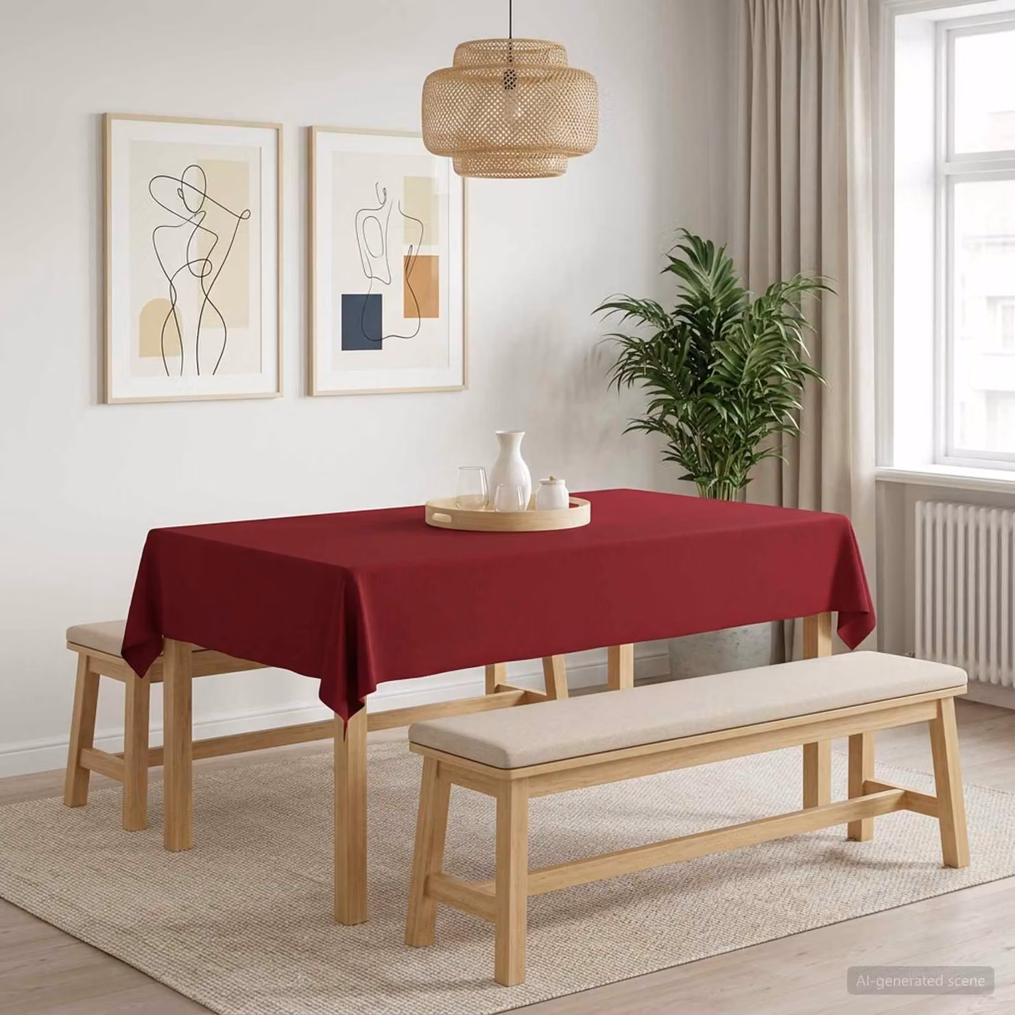 Set di 5 tovaglie rettangolari vidaXL in poliestere, colore rosso, L 140 cm x P 220 cm