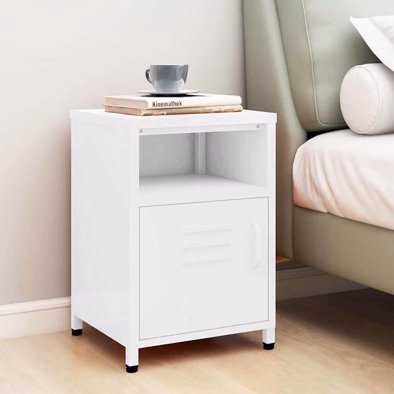 Comodino moderno vidaXL bianco in metallo L/P/H: 35 x 35 x 51 cm