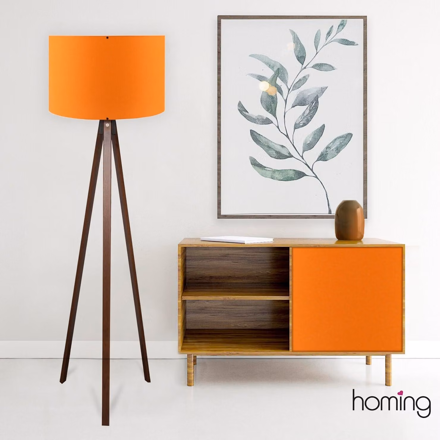 Opviq, lampada da terra di alta qualità, arancione, altezza 140 cm | 100% MDF, paralume in PVC, diametro: 38 cm, cavo: 150 cm, attacco E27, max 40 W | Design scandinavo per interni moderni.