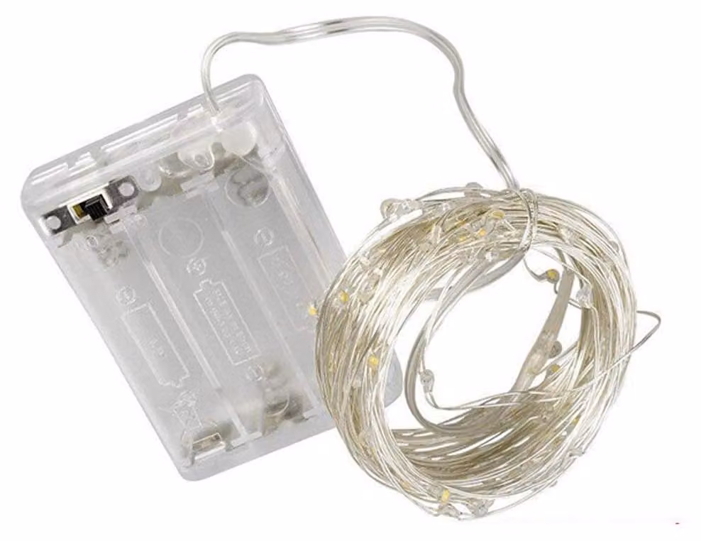 Catena luminosa a LED, 2 metri, RGBY, senza fili, alimentata a batteria