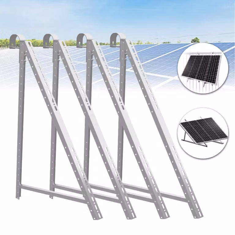 Supporto per impianti solari da balcone, adatto per 2 pannelli solari, realizzato in alluminio, con gancio da 75 mm, regolabile da 0° a 90°, progettato per balconi