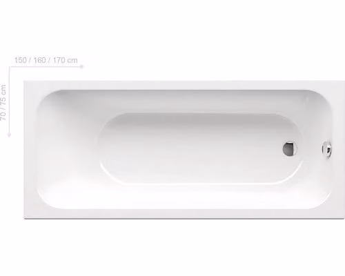 Vasca rettangolare RAVAK CHROME SLIM 160x70 cm bianco neve C731300000