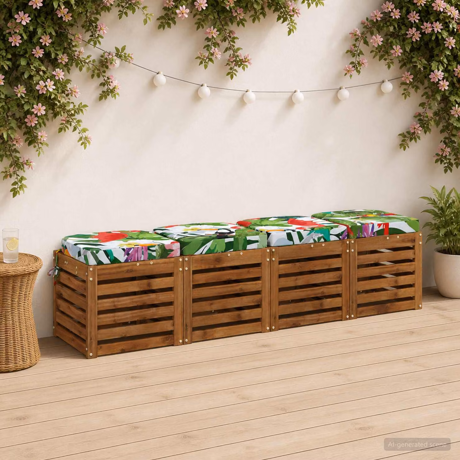Set di 4 cuscini per sedile vidaXL SOEST multicolore in poliestere con rivestimento rimovibile e resistente ai raggi UV