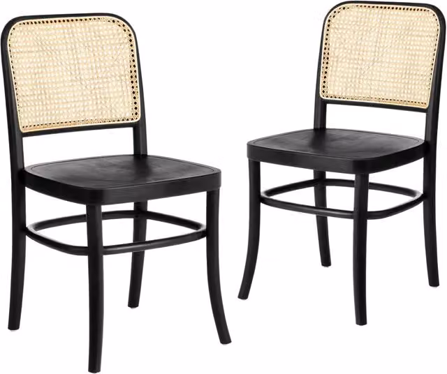 Set di 2 sedie in legno di faggio nero con paglia di Vienna Mobili 2G L/P/H: 45 x 47 x 87 cm – 3