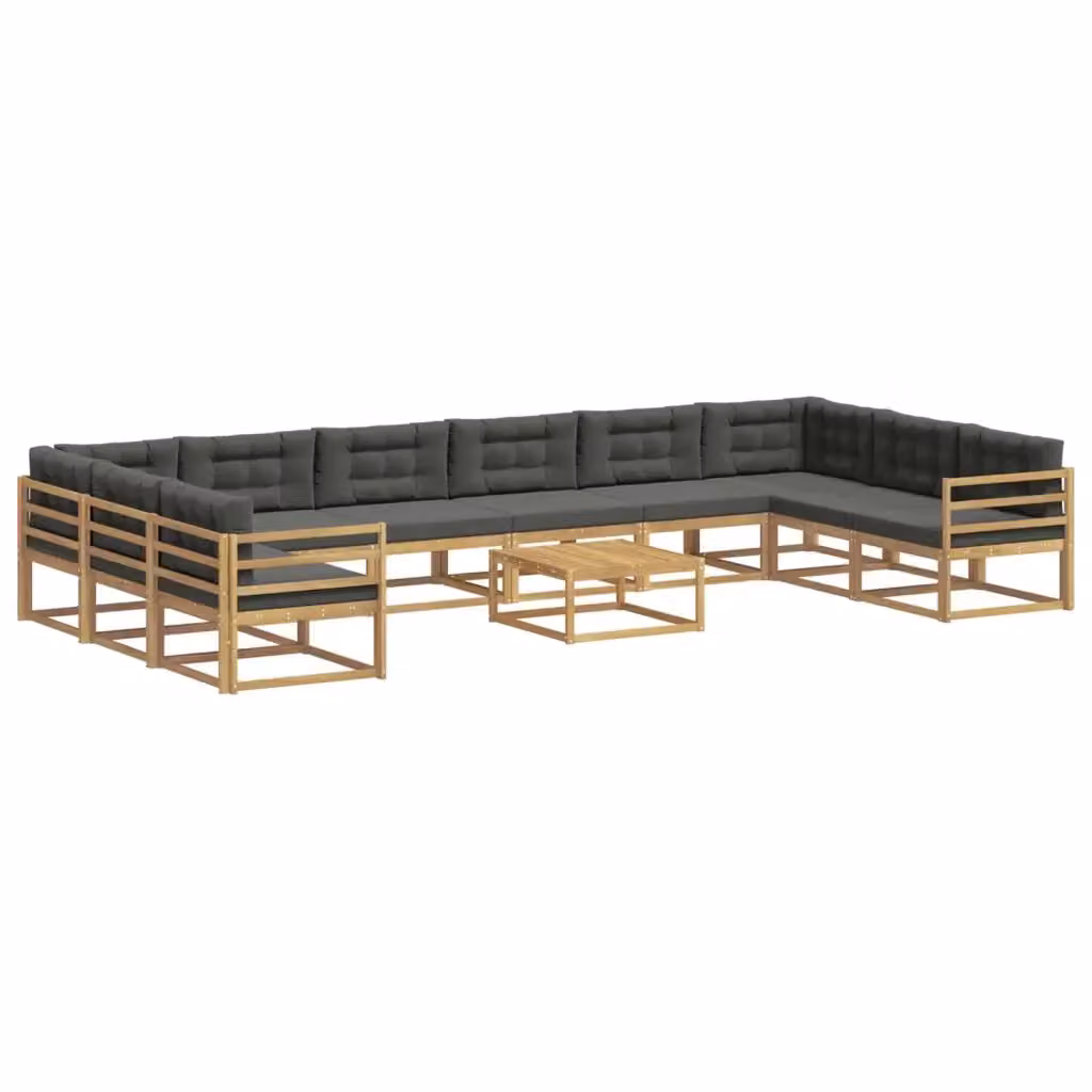 Set di divani da esterno vidaXL in legno di acacia con cuscini, Bianco e Antracite – 2