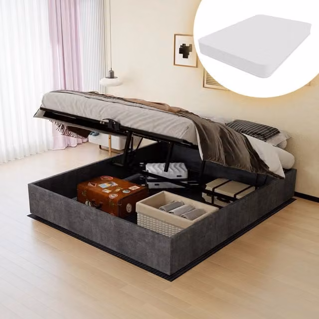 letto tela e metallo grigio 160 x 200 cm