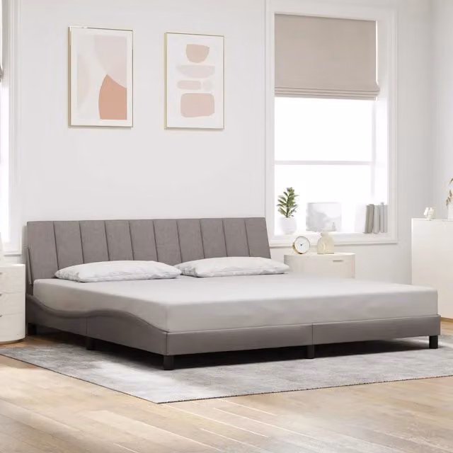 Giroletto senza Materasso-Struttura Letto Hanko Tortora 200x200 cm in Tessuto 465127