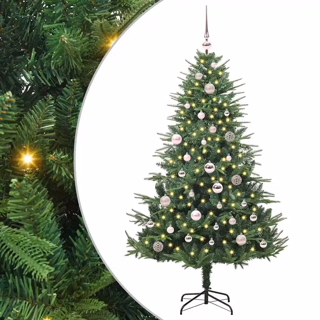 vidaXL Albero di Natale Artificiale Pre-illuminato con Set di Palline