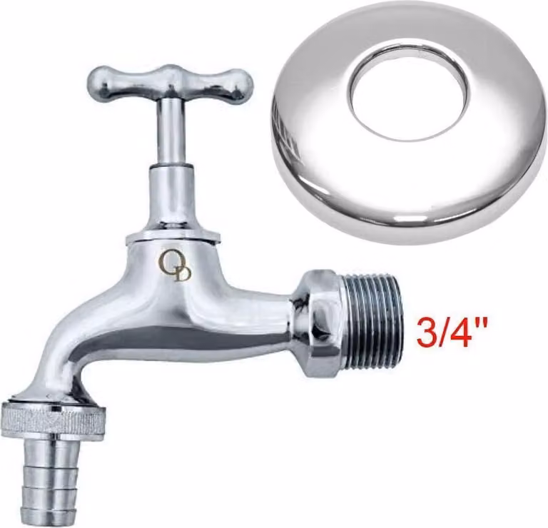 Rubinetto da giardino con spina per tubo da giardino, cromo