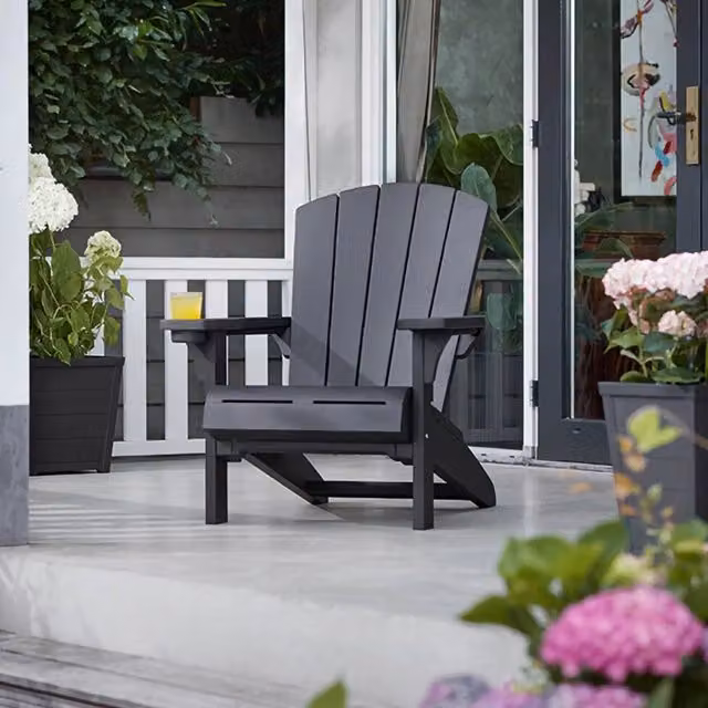 Sedia da esterno Creston DMORA colore Antracite, seduta outdoor impilabile e resistente alle intemperie, L 80 cm x H 93 cm
