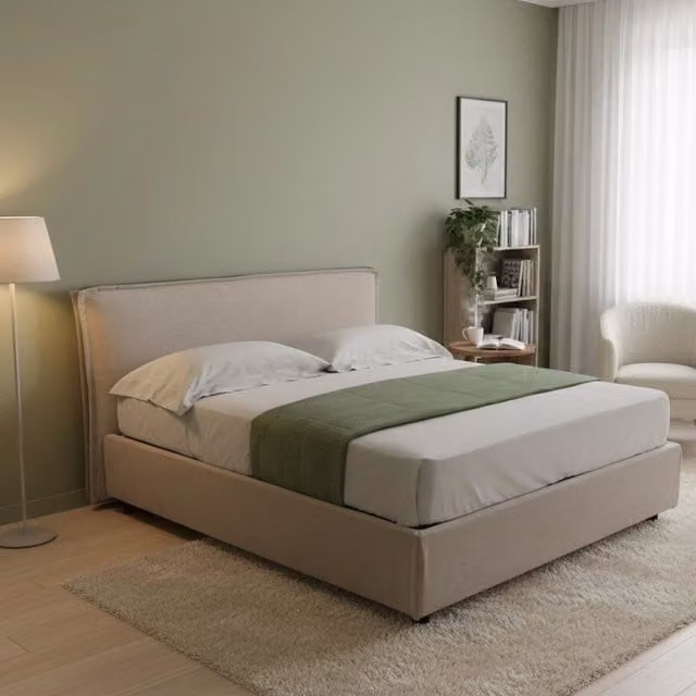 Letto alla francese Brienza DMORA con materasso incluso, base contenitore lift up, Grigio, L 120 x P 200 cm – 1