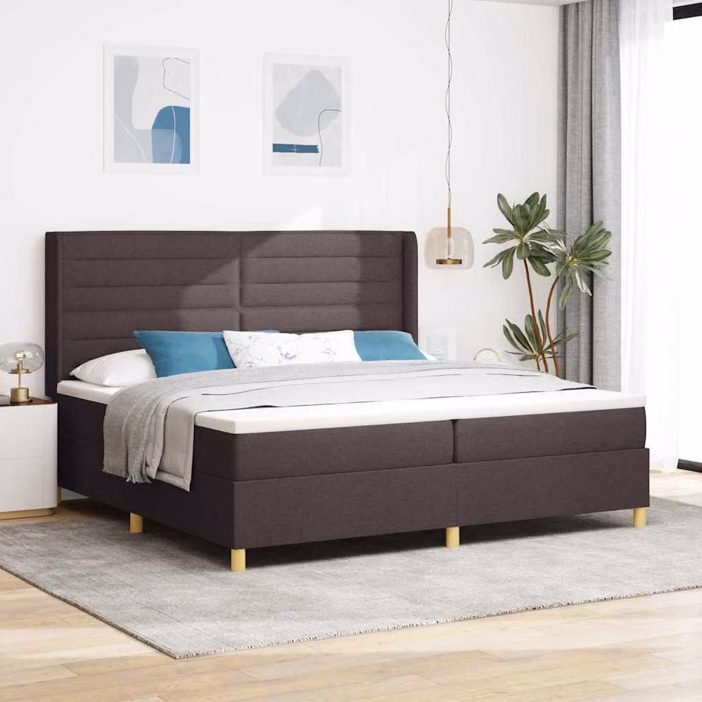 Maison Exclusive - Letto boxspring con materasso marrone scuro 200 x 200 cm Tessuto