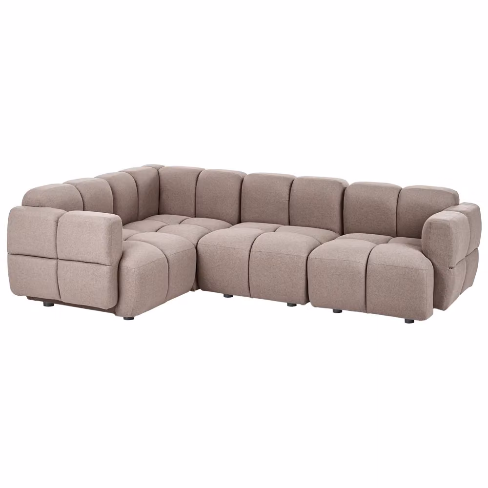Divano angolare modulare BELIANI a 4 posti in tessuto beige con struttura in legno massiccio, stile moderno, L/P/H: 252 x 175 x 74 cm – 2