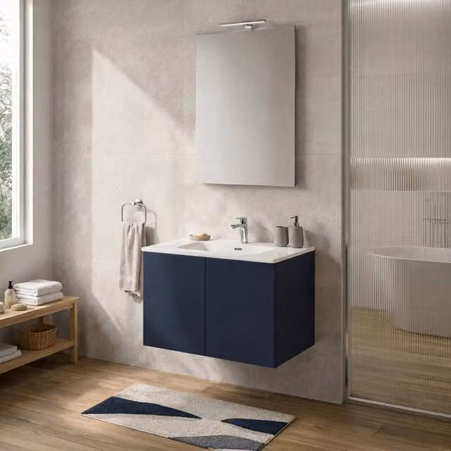 Mobile bagno sospeso Tierra INBAGNO blu con due ante e lavabo