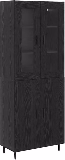 Credenza 2 pz | Madia | Buffet da pranzo | Armadio da pranzo Rovere Nero Legno multistrato