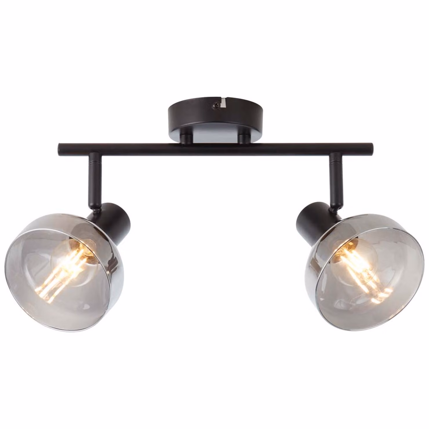 Lampada brillante Tubo spot Reflekt 2flg nero opaco/vetro affumicato | 2x D45, E14, 18W, adatto a lampade a goccia (non incluse) | teste orientabili