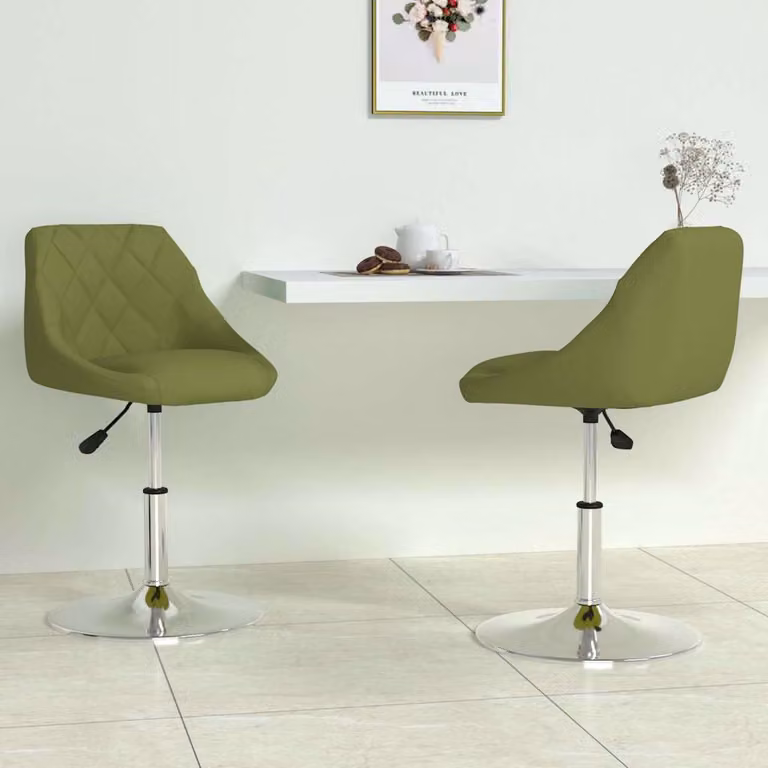 Set di 2 sedie da pranzo girevoli vidaXL in velluto verde chiaro con design moderno