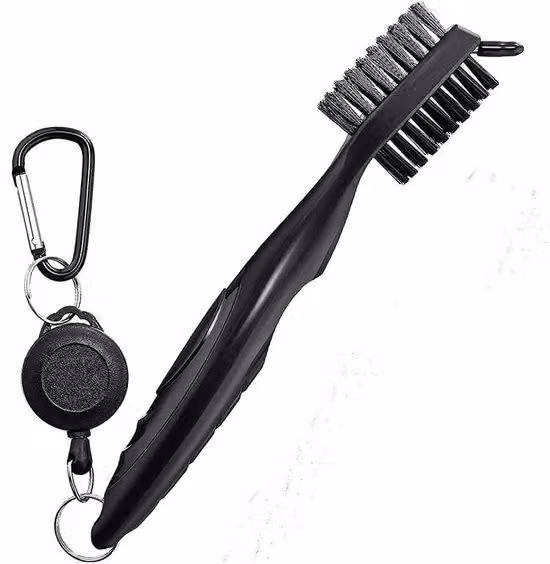 Spazzola da golf in nylon e acciaio, nera, portatile