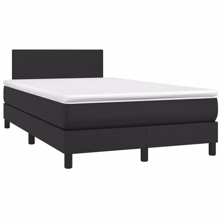 Giroletto a Molle con Materasso Nero 120x190 cm in Pelle finta