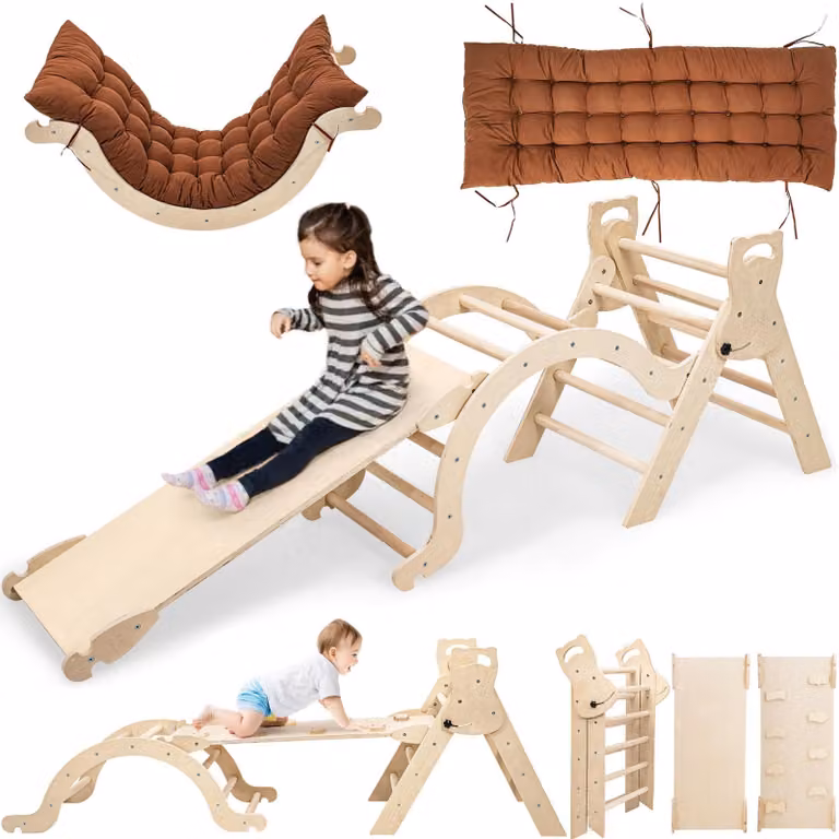Torre da gioco in legno per bambini piccoli, con scivolo