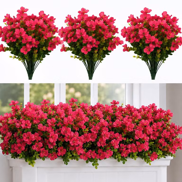 Omgoods - 12 confezioni di fiori artificiali, resistenti ai raggi UV, adatti sia per interni che per esterni