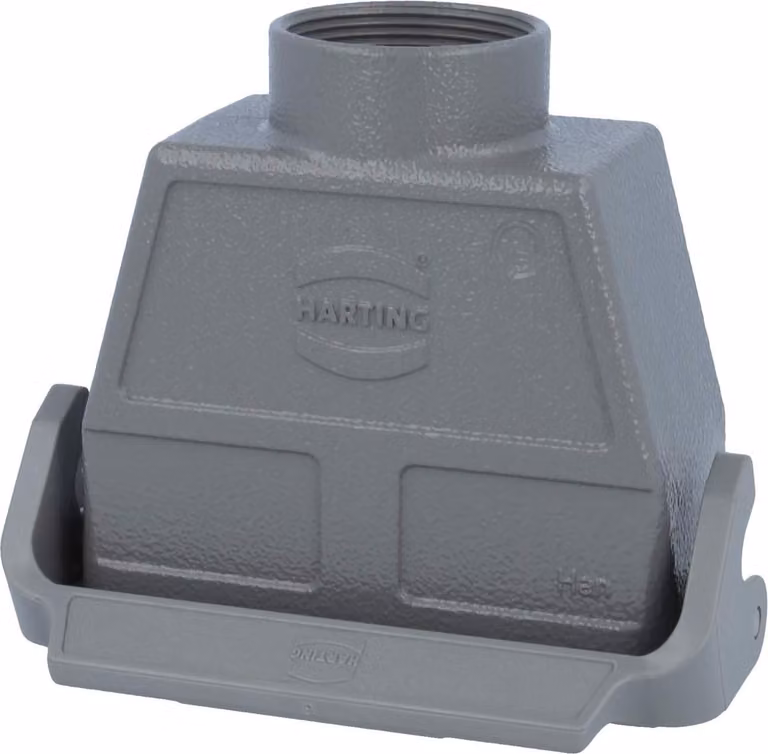 HARTING Han 16B Alloggiamento connettore alto, 1xPG29 uscita cavo diritta, con 1 staffa longitudinale Vite PG29 Area di serraggio