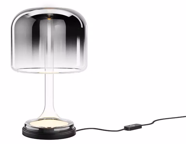 Lampada da tavolo a LED a fungo SPIRITO, nera fumé, 13 W, luce calda, 1600 lm, vetro, dimensioni: 28x18x18 cm, IP20, Maytoni