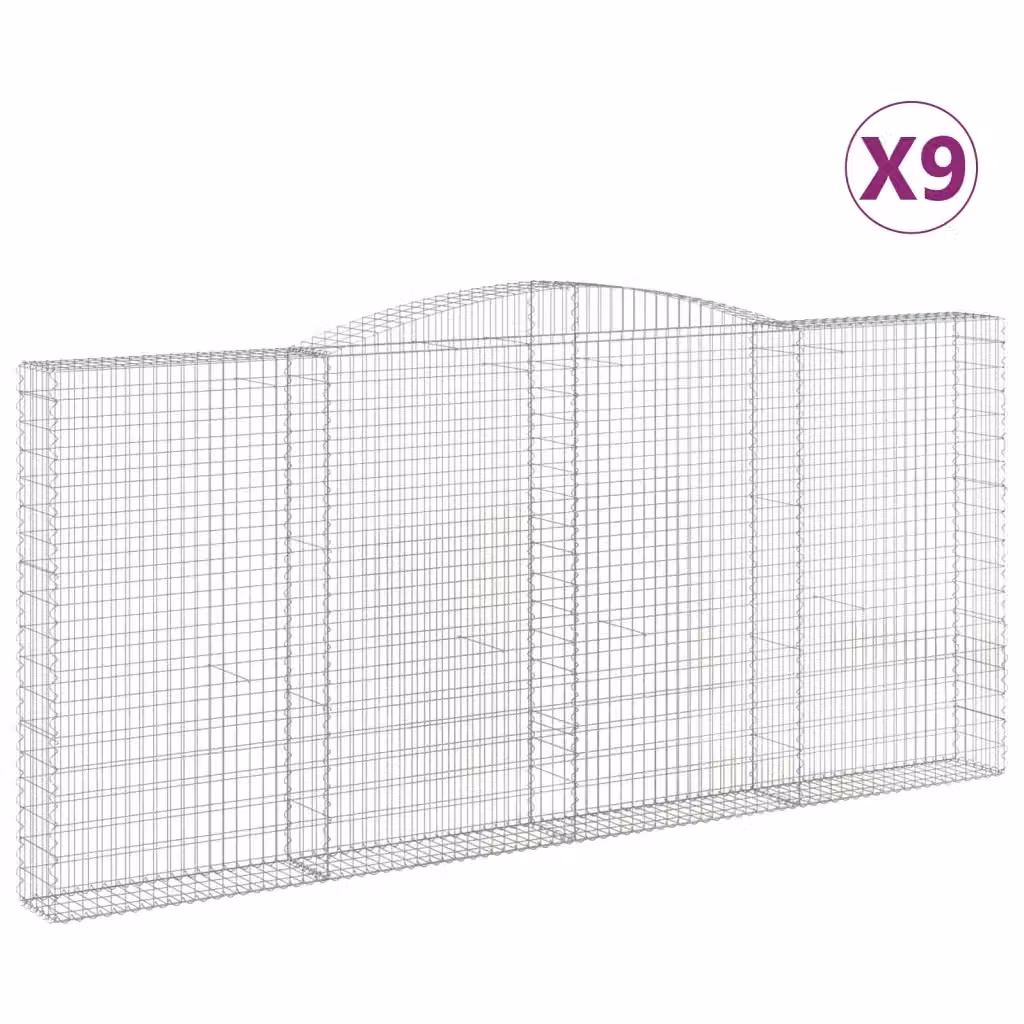 Set di 9 Cesti Gabbioni ad Arco Videx in Acciaio Zincato Argento L: 400 cm, P: 30 cm, H: 180/200 cm – 2