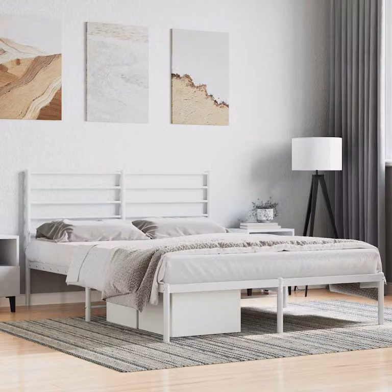 vidaXL Giroletto con Testiera in Metallo Bianco L: 120 cm, P: 200 cm
