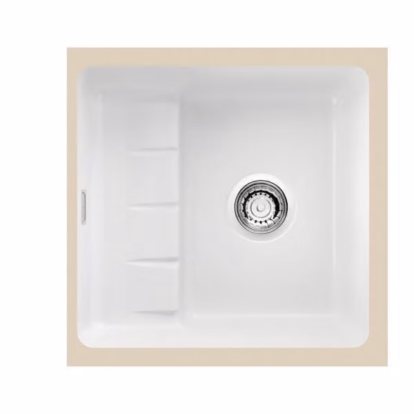 NABER 1091025 Lavello sottopiano PickUP U con miscelatore premium girevole, a partire da 600 mm di larghezza del mobile, Vetroceramica, bianco opaco