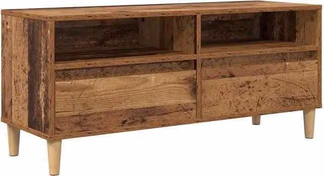 Mobile TV rettangolare rustico con cassetti e ripiani soggiorno 100 x 34 x 44 cm in legno multistrato marrone 02_0052736