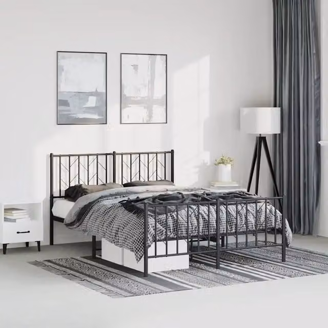 Giroletto vidaXL con testiera e pediera in metallo nero L/P/H: 150 x 200 cm – 1