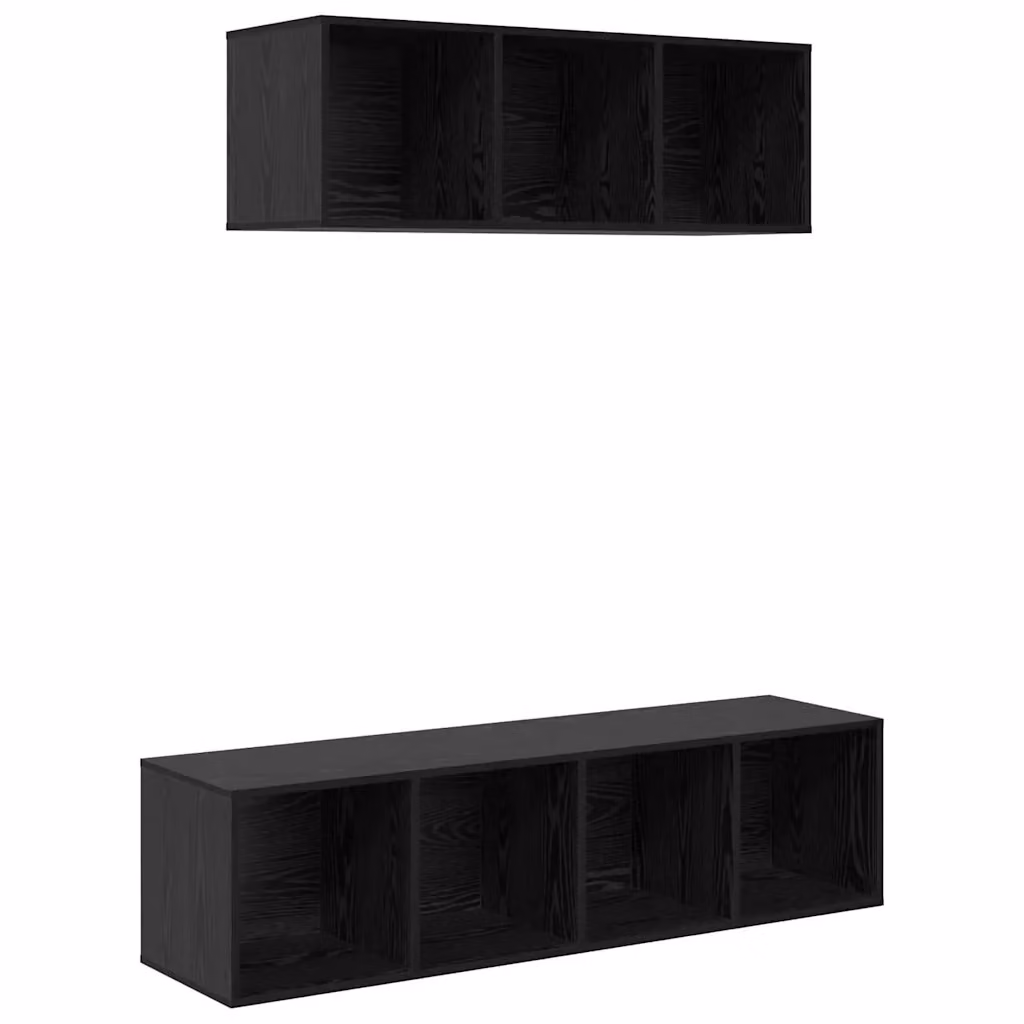 Set di 2 mobili TV moderni vidaXL in legno multistrato color rovere nero opaco – 2