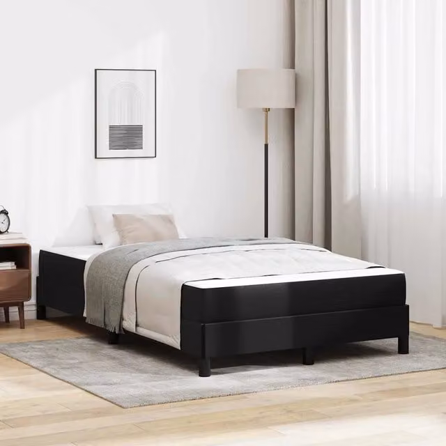 Letto moderno con struttura imbottita e materasso ibrido vidaXL, colore nero, L/P/H: 120 x 200 x 45 cm
