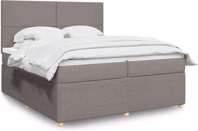 Letto Ibrido vidaXL con Giroletto a Molle e Materasso in Tessuto, Colore Tortora, L/P: 200 x 200 cm