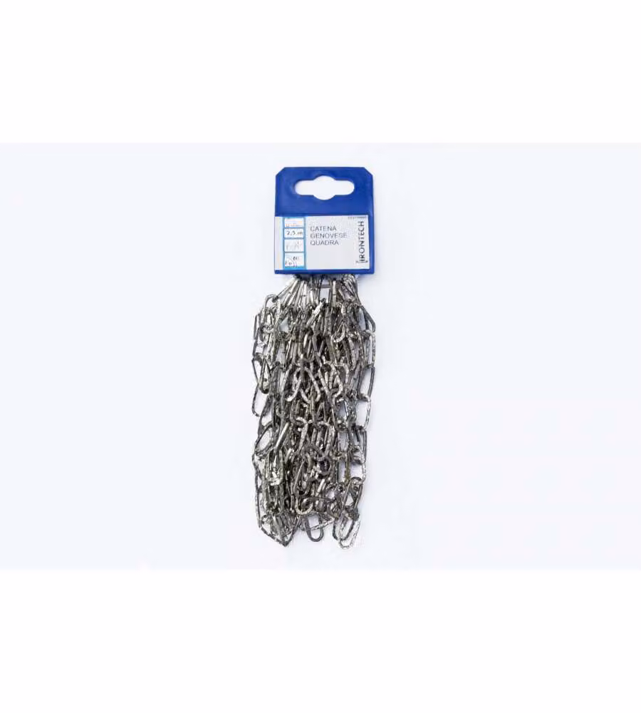 Catena genovese pretagliata maglia quadra Diam. 2 mm. in acciaio nichelato 2,5 mt.