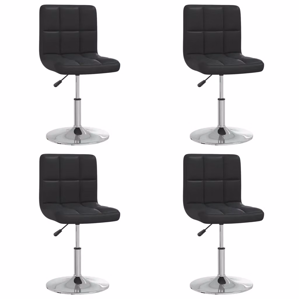 Set di 4 sedie da pranzo moderne vidaXL in similpelle nera con base in metallo e plastica, girevoli a 360 gradi e regolabili in altezza – 2
