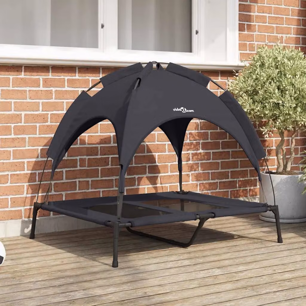 Letto per cani vidaXL nero in metallo con struttura rialzata L: 92 cm, P: 77 cm, H: 82,5 cm