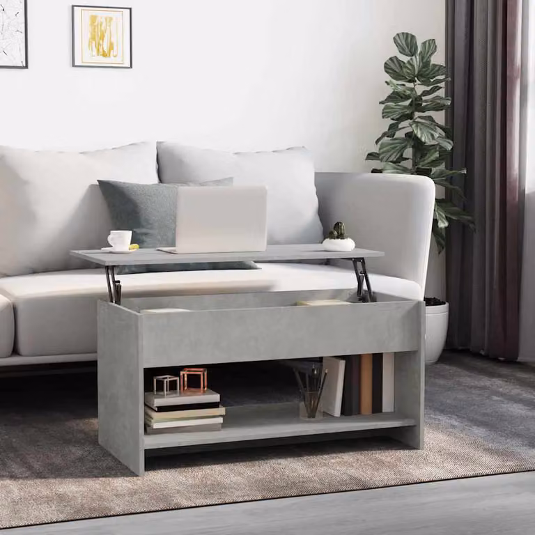 vidaXL Tavolino da salotto moderno in legno e composito, colore grigio, L 102 cm x P 50 cm x H 52,5 cm