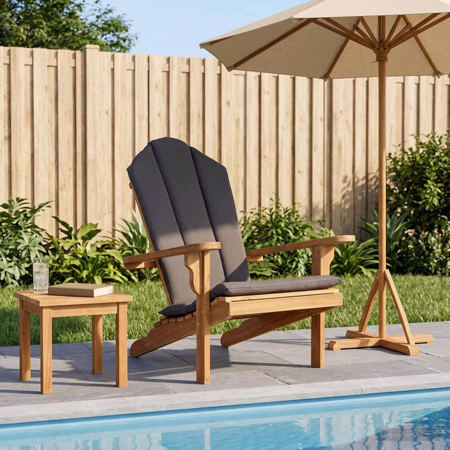 Sedia Adirondack da giardino vidaXL in legno di teak solido marrone con cuscini inclusi