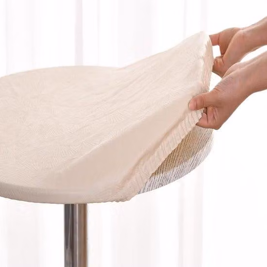 Tovaglia in plastica beige da 70 cm, bordi elastici, lavabile, impermeabile, adatta per cucine, giardini e bar.