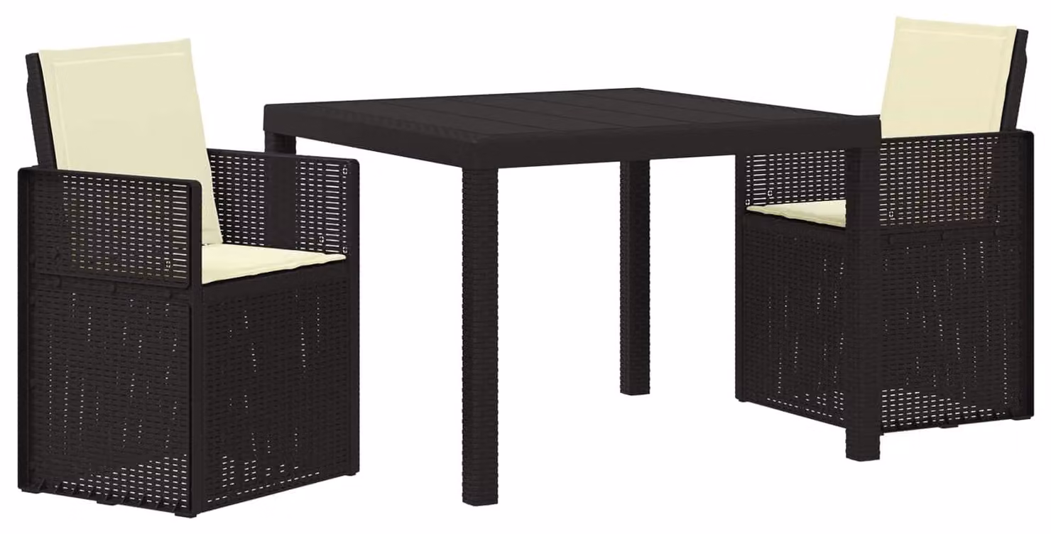 Set da Pranzo per Giardino 3 pcs Antracite e Crema PP