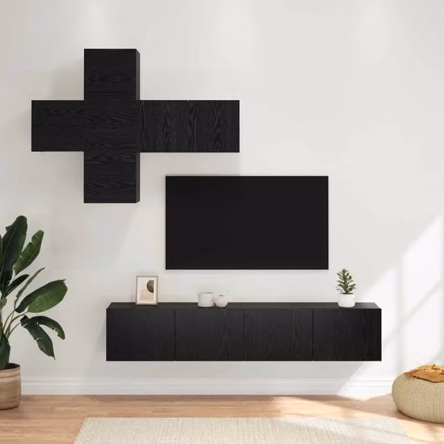 Set di 3 mobili TV moderni vidaXL in MDF nero opaco per il tuo soggiorno – 1