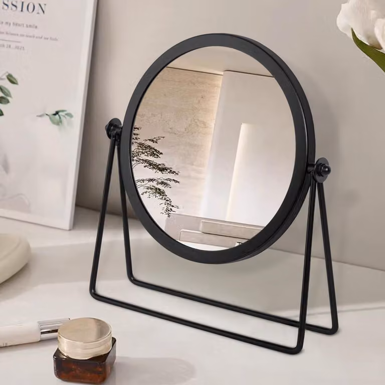Omgoods - Specchio da tavolo rotondo con rotazione a 360° e supporto regolabile