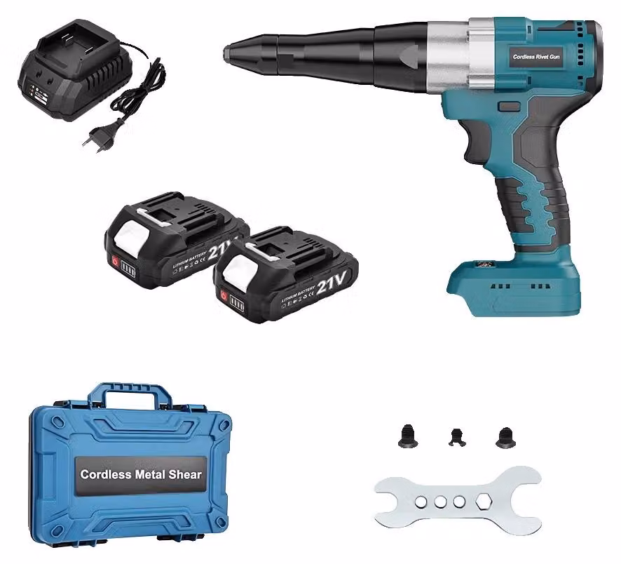Pistola per rivetti, motore brushless, funzionamento automatico, 2 batterie