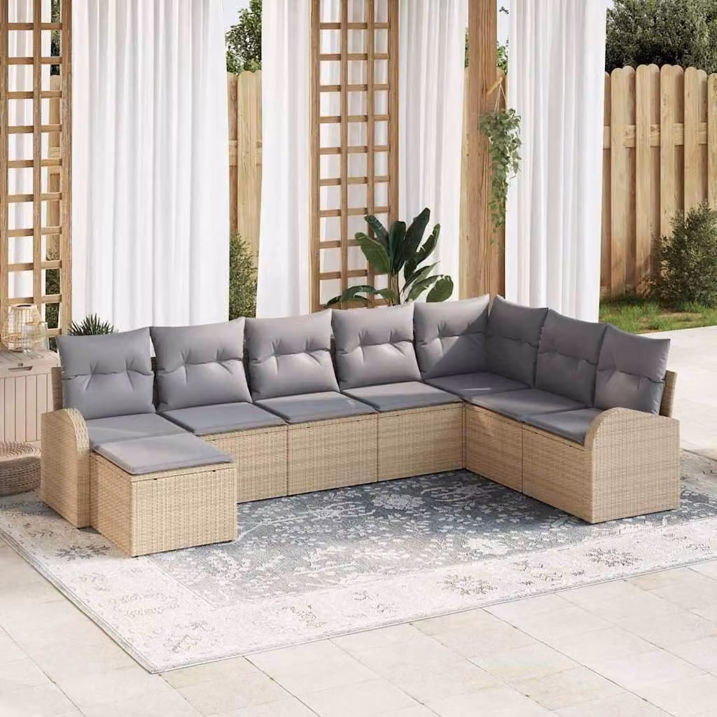 Maison Exclusive - Set Divano da Giardino con cuscino 8 pcs Beige Poly Rattan