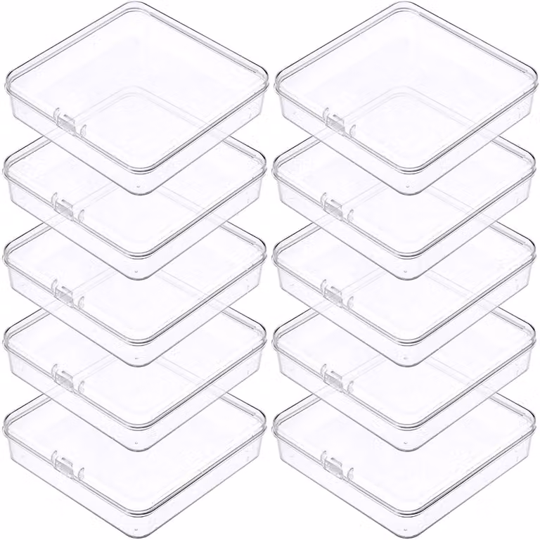 10 contenitori trasparenti con coperchio – perfetti per perline e accessori